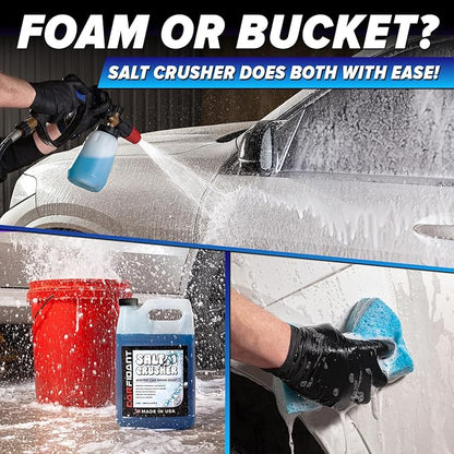 Carfidant Salt Crusher - Car Wash Soap for Salt and Grime Removal - Thick Snow Foam Formula - Prevents Corrosion, Gently Cleanse and Eliminate Dirt - Shampoo Works with Foaming Cannon & Bucket - 128oz