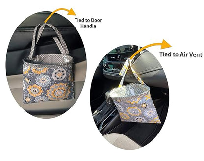 Car Trash Bag Hanging Front Seat Back Seat Headrest Console - Car Trash Bin with Reusable Waterproof Liner and Disposable Bags - Car Waste Basket (Small Teal)