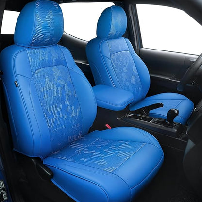 Carlimeki Leather Seat Covers Custom Fit for Tacoma Gen 3rd (2016-2023) Double & Crew Cab, for SR, SR5, Limited, TRD Pro, TRD Sport, TRD Off-Road, Trail Special Edition - Fully Covered