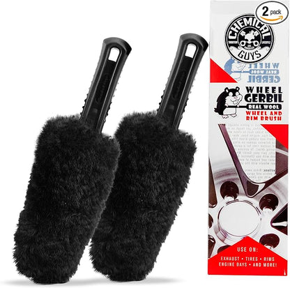 Chemical Guys Gerbil Wheel and Rim Brush, Safe for Exhaust, Tires, Rims, Engine Bays, & More, 2 Pack