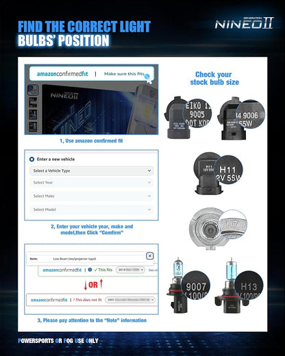 NINEO 9005 9006 Fog Light Bulbs Combo, [2025 Upgrade] 9005+9006 Driving Light 600% Brighter, Fan-Cooled, No Flicker, Driving or Fog Light, 4 Pack