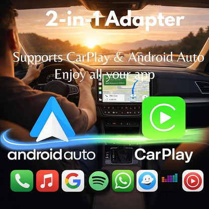 C-Pro [Native USB-A] Wireless CarPlay & Android Auto Adapter – for Cars with Wired Systems – Dual Memory, Ideal for Couples – Zinc Casing to Prevent Overheating – 2-in-1 Dongle