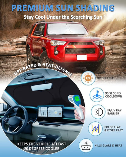 Custom Fit 4-Runner Windshield Sunshade for 4Runner 2010-2024 2025 4-Runner 5th Gen SUV, SR5 Trail Limited Front Window Shield Cover for Windshield Sun Visor Protector Block UV Car Accessories