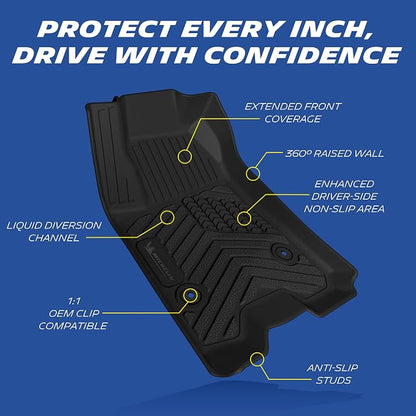 Michelin Vehicle Mats, All-Weather TPE Custom Fit Liner for 2023-2026 Chevy Colorado Carpet Floor, Premier