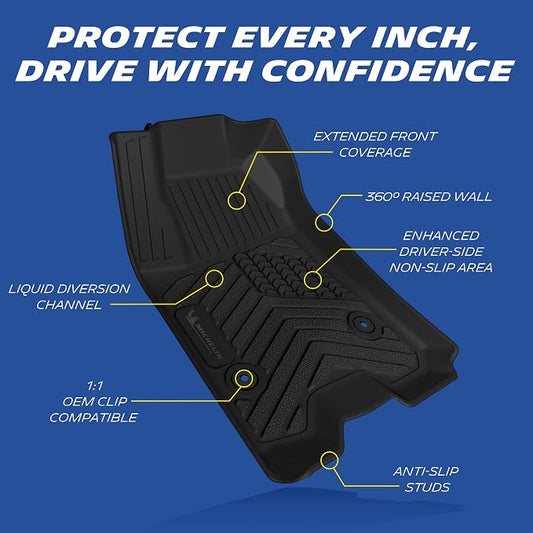 Michelin Vehicle Mats, All-Weather TPE Custom Fit Liner for 2023-2026 Chevy Colorado Carpet Floor, Premier