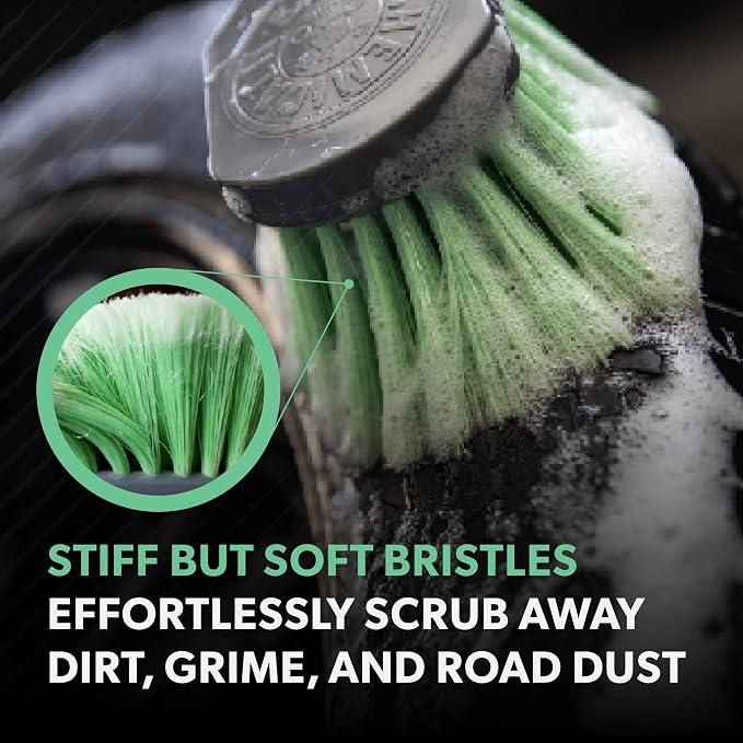 Chemical Guys Wheelie All Exterior Surface and Wheel Brush, Wheel Cleaner Brush with Soft Bristles, Safe Cleaning of Rims, Tires, and Exterior Surfaces on Cars, Trucks, Motorcycles, RVs, & More, Green
