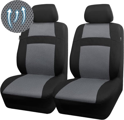CAR PASS Air Mesh Car Seat Covers Front Seats Only, Universal Seat Covers for Car Fit SUV,Vans,Sedan,Trucks, Breathable Automotive Interior Seat Covers Airbag Compatible (Black Charcoal Gray)