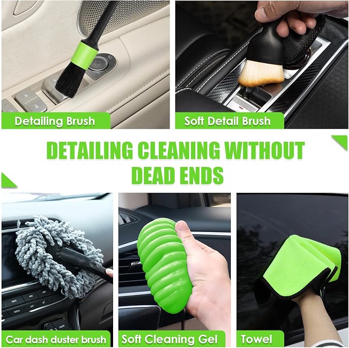 30pcs Car Cleaning Kit, Car Interior Detailing Kit with High Power Handheld Vacuum, Detailing Brush Set, Windshield Cleaner, Cleaning Gel, Complete Auto Accessories for Men, Women