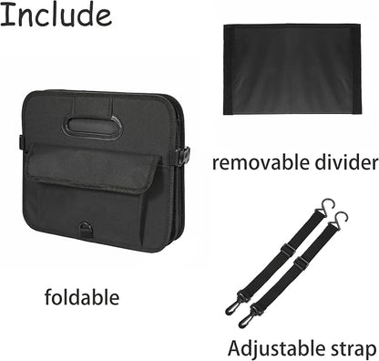 AOKJOY Car Trunk Organizer Car Storage Organizer Collapsible Multi Compartment Car Organizer Adjustable Straps Car Organizer for SUV(Black)