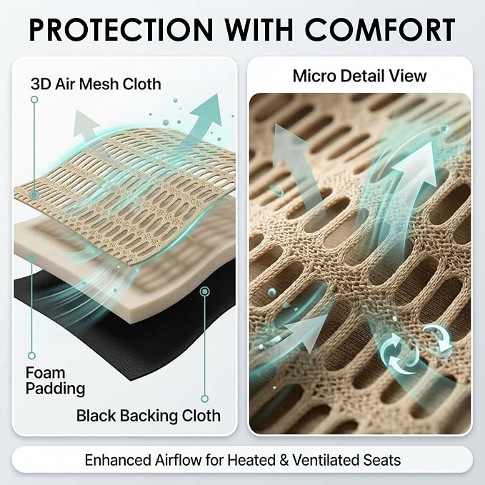 FH Group Car Seat Covers Trendy Elegance Beige Full Set Automotive Seat Covers, Airbag and Split Rear Combo Non-Slip Dash Grip Pad Universal Fit Interior Accessories Cars Trucks SUV Car Accessories