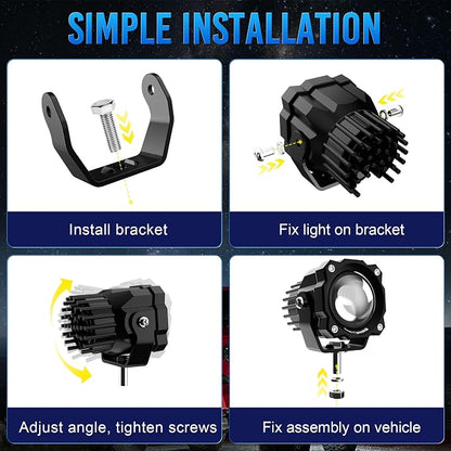 MICTUNING Light Pods 3 Inch 72W Square Off Road Driving Fog Lamp Spot Flood Beam Automotive Auxiliary Lighting for Motorcycle Bumper A-Pillar Roof, Pair