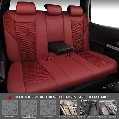 CAR PASS 3D Foam Mesh Leather Seat Covers Full Set, Wine Red Breathable Mesh Faux Leather Seat Covers for Car, Universal Fit for SUVs Vans Sedan Trucks Automotive,Armrest Airbag Compatible, Burgundy