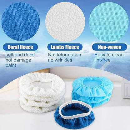 20 Pieces Polishing Bonnet Pads,Car Polisher Pad Bonnet 7-8 Inch, Car Buffer Bonnets Microfiber Bonnet Waxers Bonnet Set,Mix Pack 12 Microfiber 4 Non Woven 4 Woolen for Car Polisher