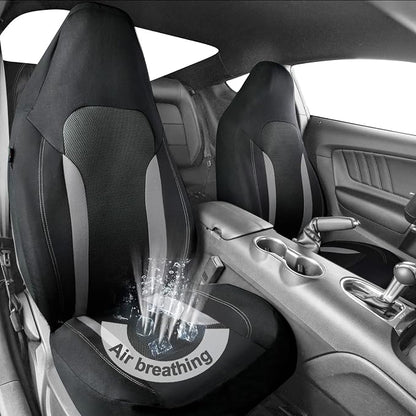 CAR PASS Bucket Gray Car Seat Cover Front Seats, 3D Air Mesh-100% Breathable Sporty Fabric High Back Airbag Compatible, Universal Fit Automotive SUV Truck Sedan Vans, Two Front 2 Piece Black Gray