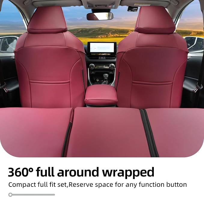 Lolcar RAV4 Seat Covers Custom Fit for Toyota RAV4 2019 2020 2021 2022 2023 2024 2025 LE,XLE,XLE Premium,Limited,Airbag Compatible,Seat Cover Full Set for SUV, Waterproof Leather(Burgundy)