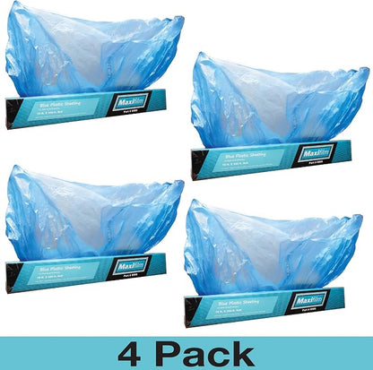 MAXIFILM 20ft x 250ft, 2Roll of Blue Overspray Paintable Masking Plastic Sheeting -8 Micron, 0.3 Mil, Protective Masking Film Cover, Auto Painting, Cover Cloth Home Walls Furniture