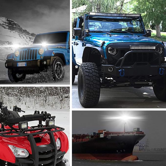 LED Light Pods, 4 Inch 120W LED Light Bar 12000LM Spot Flood Combo Off Road Light Triple Row LED Work Light Driving Fog Light for Pickup Truck ATV UTV SUV Boat Light 2PCS