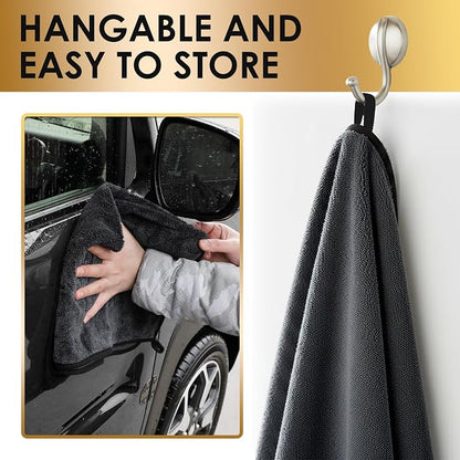 Yours Car Drying Towel, Double-Sided Microfiber Towel for Cars, Ultra Absorbent, Lint-Free, Streak-Free, Reusable, 23.6 x 63 in, Black (X Large)