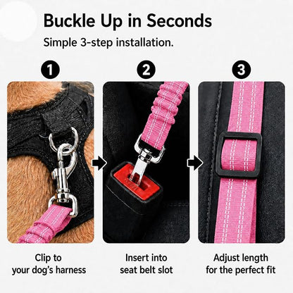 Dog Seat Belt 2Pcs, Retractable Pet Car Harness, Adjustable Dog SeatBelts for Vehicle, Nylon Pet Safety with Elastic Bungee