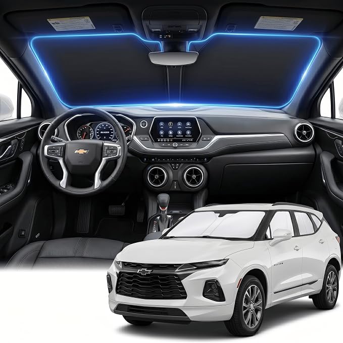 for Chevy/Chevrolet Blazer Windshield Sun Shade 2019-2023 Sunshade Front Window Shade Custom Fit Blazer Accessories Sun Visor Foldable Shade Blocks UV Rays Accessories