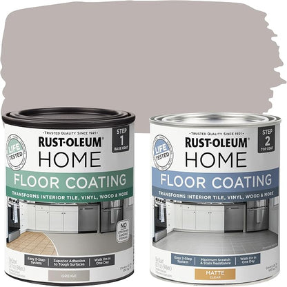 Rust-Oleum 367594 Home Interior Floor 2 Part Coating Kit, 2 Quarts, Matte Greige