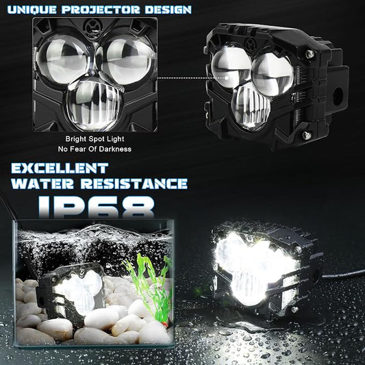 3 Inch LED Pod Lights, 40W Waterproof Off Road Light Pods with Projector Spot Beam Ditch Light LED Cube Lights for Trucks ATV SUV UTV 4x4 Boat, black