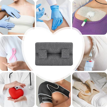 Post-Op Seat Belt Pillow – Ice/Hot Pocket for Chest/Heart Travel, Small Grey