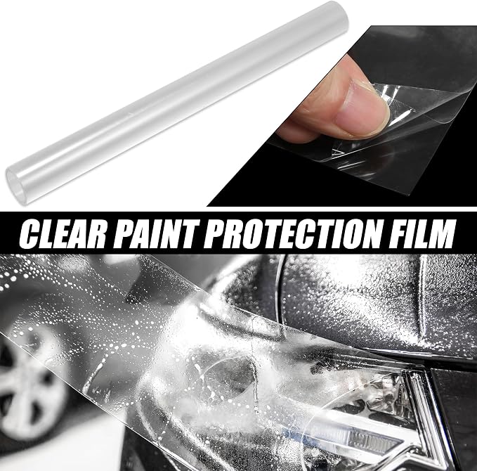 X AUTOHAUX Clear Vinyl Wrap Sheet Car Paint Protection Film Cover Decal Scratch Resistant Self Adhesive Sticker Universal 12"x39"