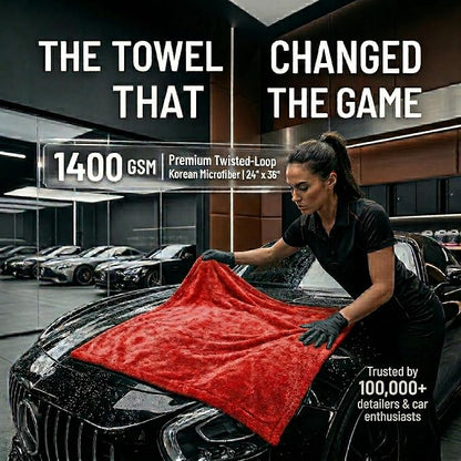 Microfiber Car Drying Towel Extra Large 24x36 – 1400GSM Ultra Plush Dual Sided, Scratch Free Streak Free Absorbent Car Wash Towel for Cars Trucks SUVs