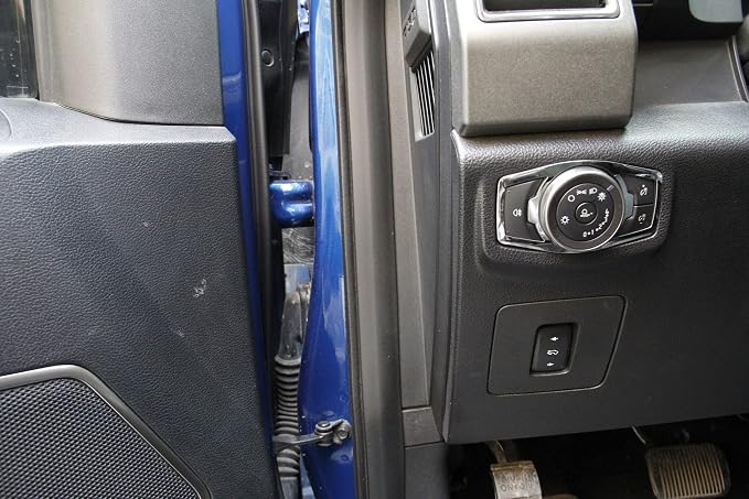 Chrome Inner Headlight & Fog Switch Panel Cover Trim for 2015-2020 Ford F150 - Push Button Actuator - Manual Operation - Chrome Color