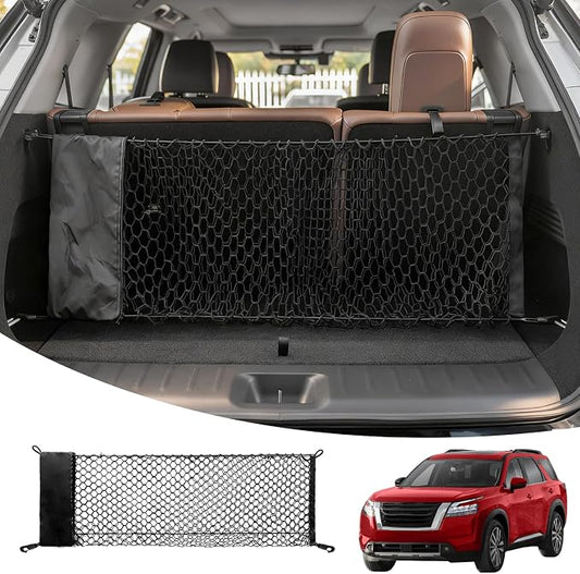 Cargo Net Compatible with 2013-2025 Nissan Pathfinder Truck Bed Cargo Net 3.05'×1.31' Double Layer Envelope Style Dense Mesh Trunk Organizer for 2024 Pathfinder Exterior Accessories