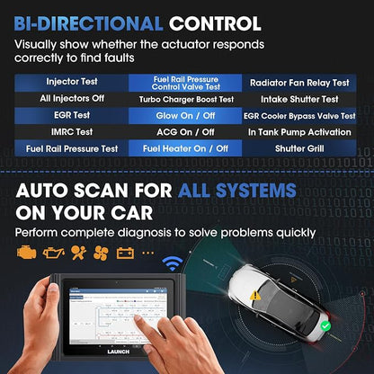 Launch X431 PAD Scan Tool Global Ver. (Upgraded of X431 V+, X431 PROS) 50+ Reset ECU Coding OE-Level Bi-Directional All System Diagnostic Tool, Free Update