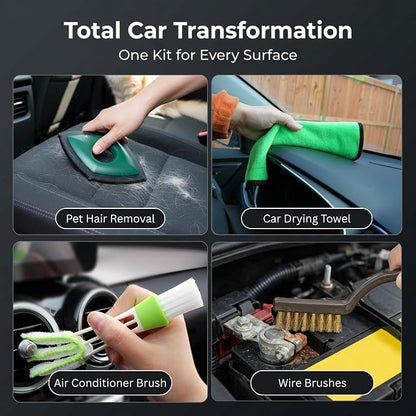 26Pcs Car Detailing Kit – Car Cleaning Kit, Drill Brush for Car Seats Detailing, Car Detailing Brush Set, Car Cleaning Supplies, Car Wash Mitt, Car Wash Brush, Car Wash Sponges, Wheel Brush