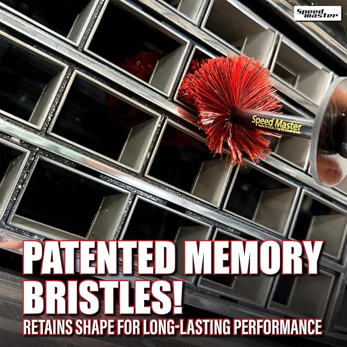 Speed Master Wheel Brush (Speed Master Mini) | Easy Cleaning for Narrow Wheel Spokes, Grills, and Engine Bays | Memory Foam Bristles | Safe on All Wheel Types