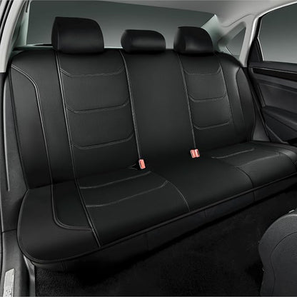 Road Comforts Seat Covers, Premium Leather Car Seat Covers Full Set,Airbag Compatible, Automotive Seat Covers Universal Fit Most Cars,Vans,Truck,SUV, Black