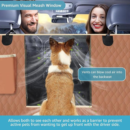 Lassie Dog Car Seat Covers for Back Seat with 2 Seat Belts, Waterproof Dog Car Hammock with Mesh Window Durable Scratch Proof Nonslip Pet Carseat Covers Universal Fit Protector for Cars, Trucks & SUVs