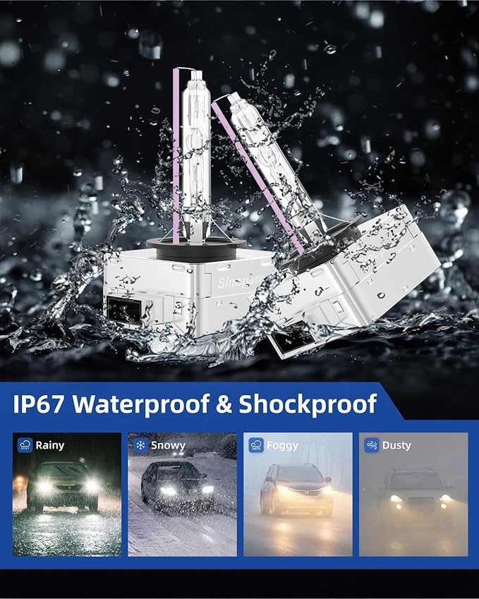 Sinoparcel D1S/D1R Xenon HID Headlight Bulb - 10000K 35W High Low Beam Replacement Lights - Pack of 2
