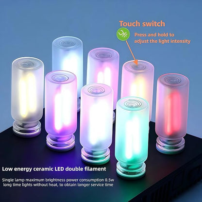 Retro Car Lamp, Touch-Adjust USB LED Automotive Lights, Plug-in Night & Ambient Bulb for Vehicles, Bedroom, Hallway, Desk, No-Pole Dimming (Frosted Purple Light)