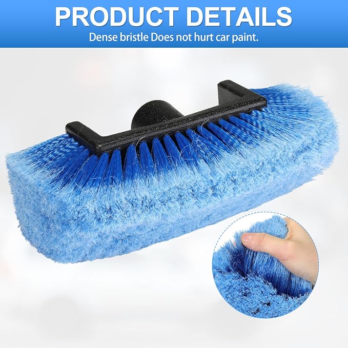 Vesici 8 Pcs Car Wash Brush Head with Soft Detailing Bristle Flow Thru Car Cleaning Brush Exterior Cars Wash Equipment for Auto Truck RV Boat Camper Washing, 10 Inch (Blue)