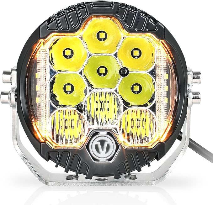 7 Inch Round LED Offroad Light with DRL, 90W Driving Light LED Light Bar, 8000LM Spot Flood Combo Work Light for Wrangler, ATV, SUV, UTV, Trucks, Pickup, 4x4, F150 - Pack of 1