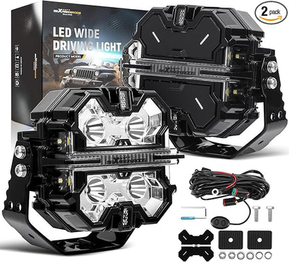 maXpeedingrods 5" 178W LED Off Road Lights, 21360LM Bright Pod Lights with Amber/White DRL 3 Modes, 270°Side Shooter for Wrangler Trucks Jeep Pickup ATV Motorcycles,Cube Ditch Light with Black Covers