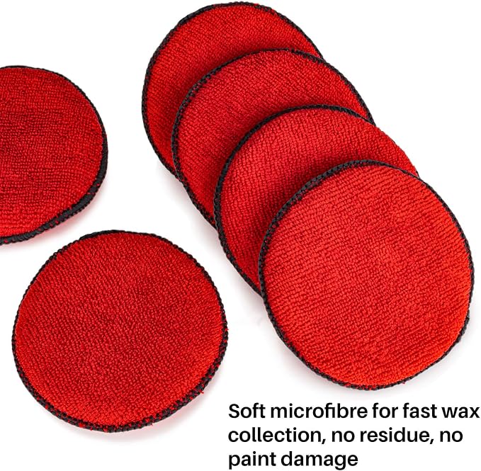 Sukh 12 Pack Microfiber Foam Car Wax Applicator Pad - Foam Applicator Pads Detailing Round 4.72 inch Polishing Sponges for Car Wax Applicator Pad Red.
