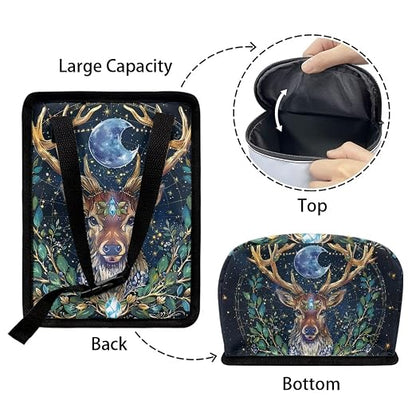 Talayituse Deer Moon Print Car Trash Can Portable Auto Garbage Bin Multifunctional Vehicle Interior Accessories with Adjustable Straps Universal Fit Truck SUV Sedan