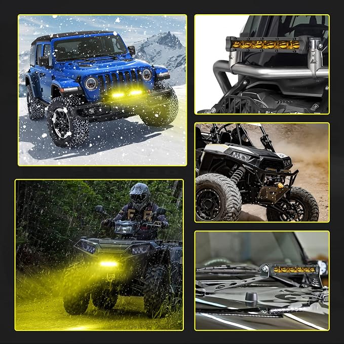 7 Inch Amber LED Light Bars 36W Spot Slim Single Row LED Light Pods Offroad Driving Lights Amber Fog Lights Chase Light 2Pcs for Trucks Pickup SUV UTV ATV Dirt Bike Snowmobile