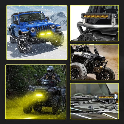 7 Inch Amber LED Light Bars 36W Spot Slim Single Row LED Light Pods Offroad Driving Lights Amber Fog Lights Chase Light 2Pcs for Trucks Pickup SUV UTV ATV Dirt Bike Snowmobile