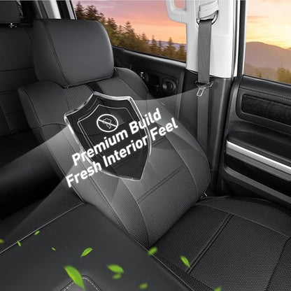 Super Cover Front Seat Covers for Toyota Tundra 2014–2021 (Bucket Seats Only), Full Coverage Front Leather Seat Protectors for Tundra Crewmax/Double Cab Pickup Accessories, Carbon Fiber, 2 PCS