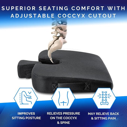 Healthfix® Car Seat Wedge Cushion | Orthopedic Memory Foam Car Seat Wedge Pillow for Driving Comfort & Posture | Seat Riser Cushion for Short Drivers & Back Pain Relief (Soft (99–150 lbs))
