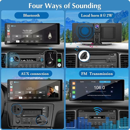Carpuride W903 Wireless Carplay & Android Auto with Dash Cam - 9.3" HD IPS Touch Car Play Screen for Car, 4K Front & 1080P Rear Camera, Loop Recording, Bluetooth Audio, Mirror Link, GPS