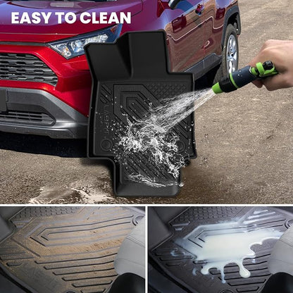 LASFIT Floor Mats & Backrest Mats & Trunk Mat for Toyota RAV4 2019-2025 (Only Fit Hybrid) All Weather TPE Custom Fit Floor Liners Car Mats Full Set Accessories, Lifespan 5 Years+, Black