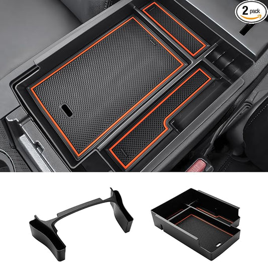 Autorder 2PCS Center Console Organizer for 2010-2024 Toyota 4Runner Accessories Armrest Storage Box Secondary Insert Tray Gear Shift Organizer Tray with Anti-Slip Mat